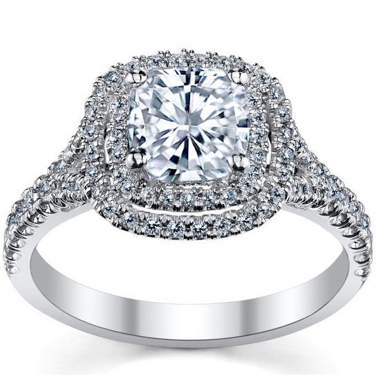 Carat Center Round Brilliant Cut Diamond Halo Engagement Ring