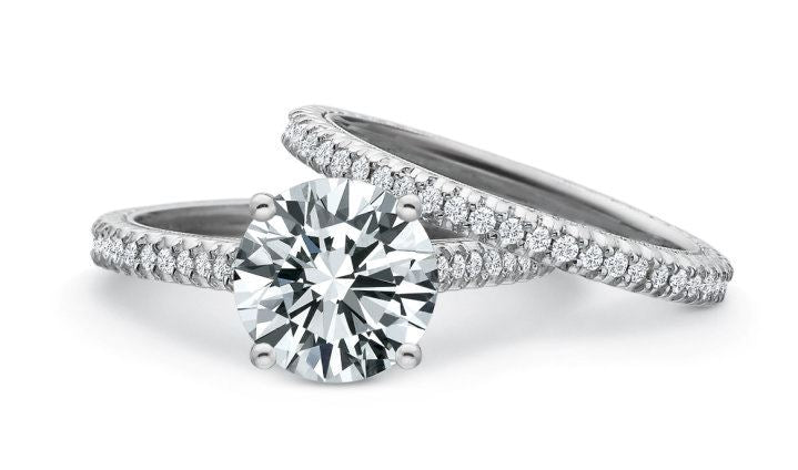 CARAT CENTER ROUND BRILLIANT CUT DIAMOND PAVE ENGAGEMENT RING