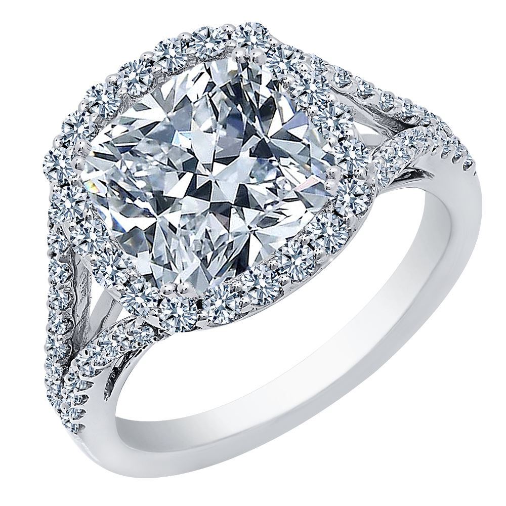 Carat Cushion Cut Diamond Halo Pave Engagement Ring – Beverly