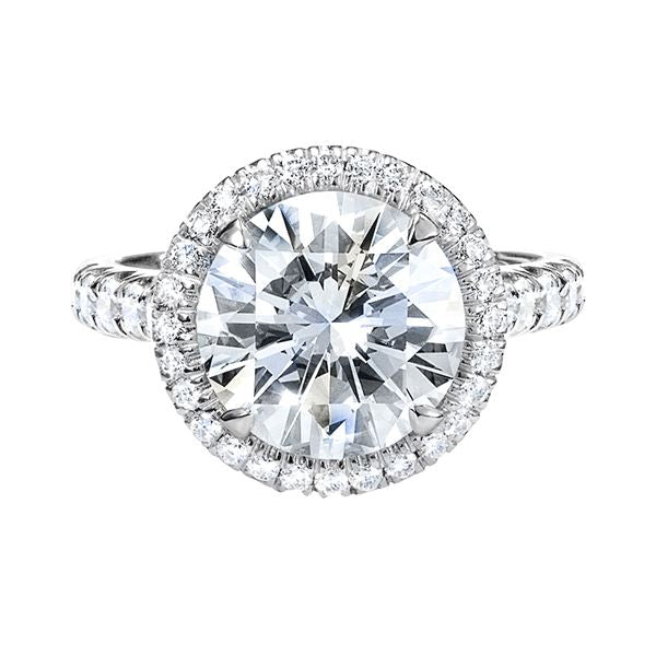 Carat Round Brilliant Cut Diamond Halo Pave Engagement Ring