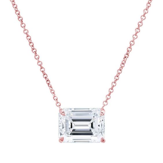 Carat Emerald Cut Rose Gold Diamond Pendant – Beverly Hills